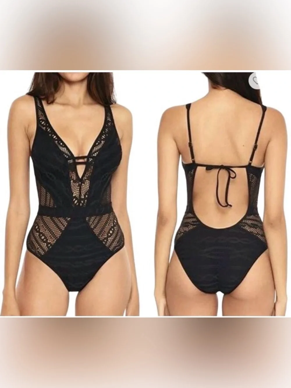 Becca rebecca virtue show and tell crochet one piece swimsuit NWT